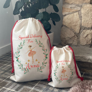 Personalised Festive Ballerina Santa Sack-The Persnickety Co